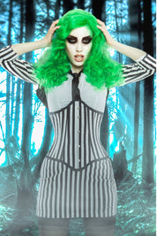 Black & White Stripe Corset & Bolero Outfit