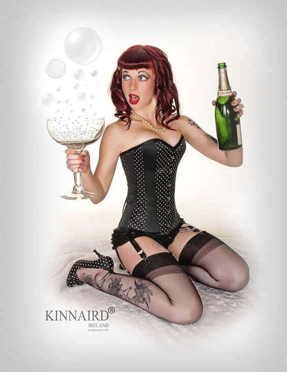 Kinnaird Ireland Dita Corset In Black With White Dots