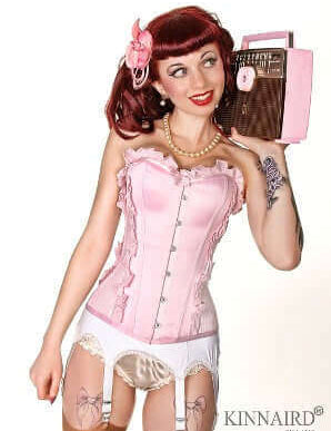 Kinnaird Ireland Retro Pink Gingham Over The Bust Dita Corset With Satin