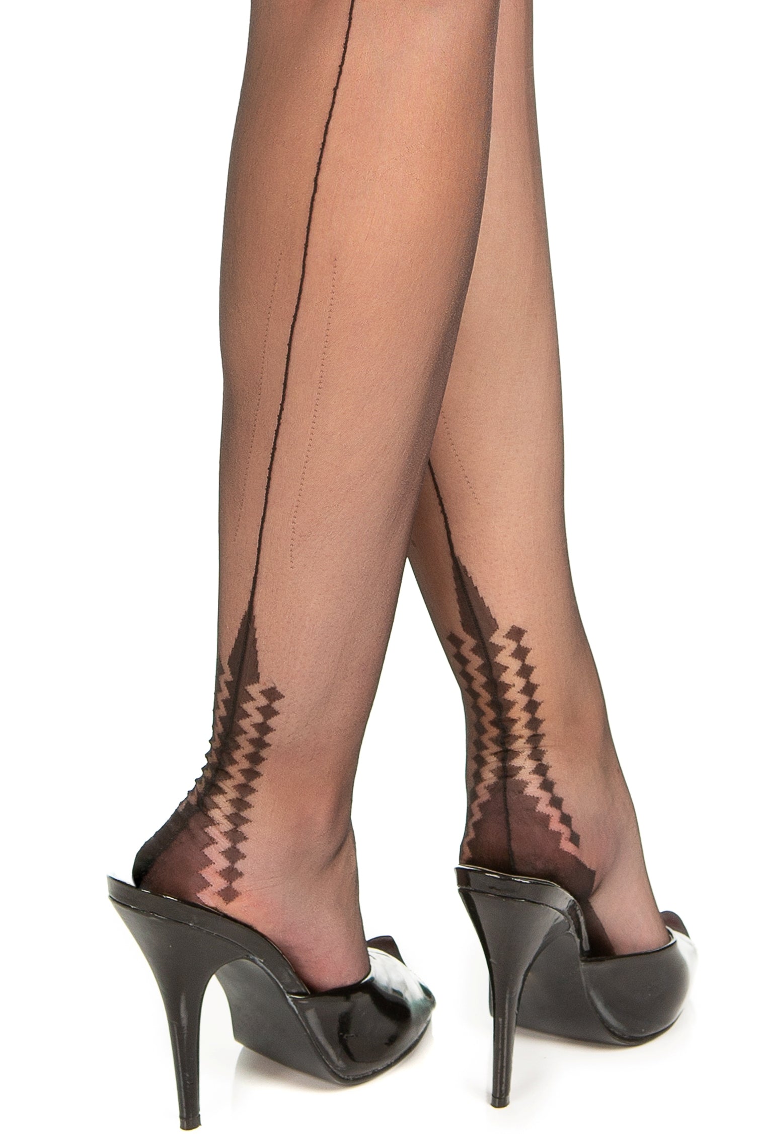Memphis Heel Fully Fashioned Black Nylon Stockings