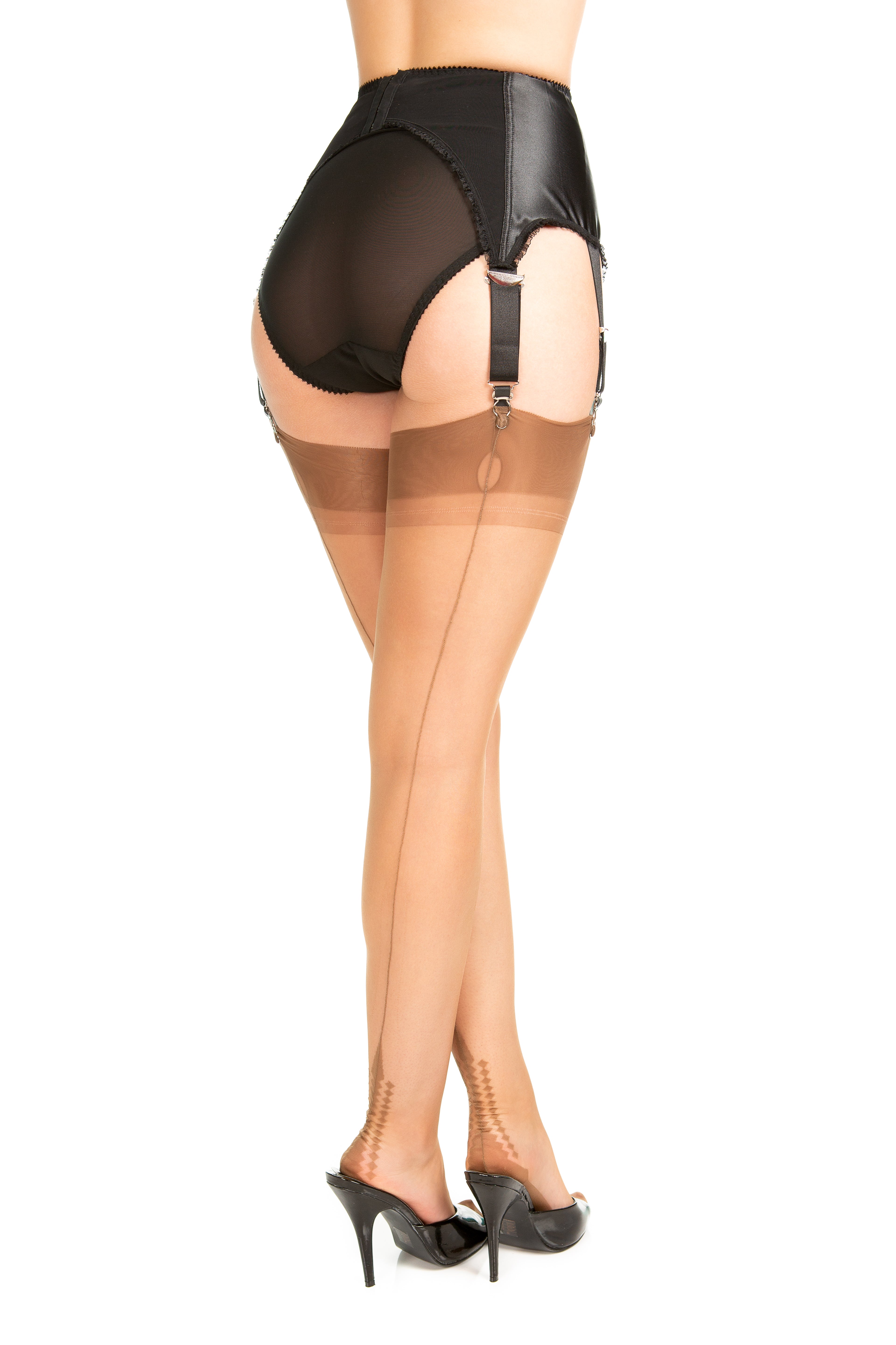 Memphis Heel Fully Fashioned Bronze Nylon Stockings