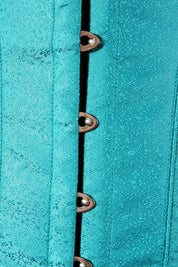 Plus Size Steel Boned Turquoise Jacquard Floral Cincher Corset