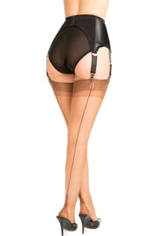 Cuban Heel Fully Fashioned Bronze Nylon Stockings