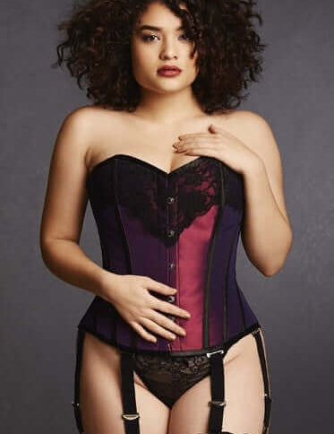 Plus Size Iridescent Taffeta Steel Boned Corset