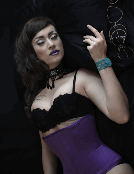Kinnaird Ireland Waist Cinching Satin Under The Bust Purple Trixi Corset