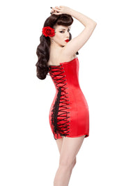 Kinnaird Ireland Rouge Duchess Satin Steel Boned Mini Corset Dress