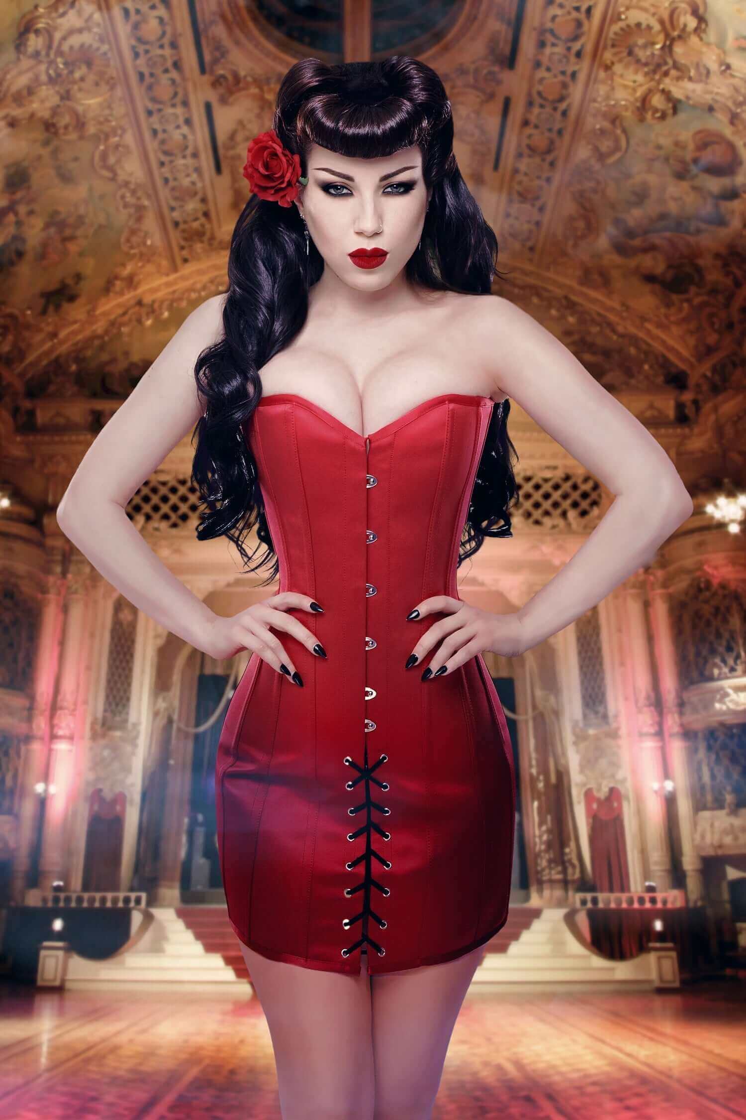 Kinnaird Ireland Rouge Duchess Satin Steel Boned Mini Corset Dress