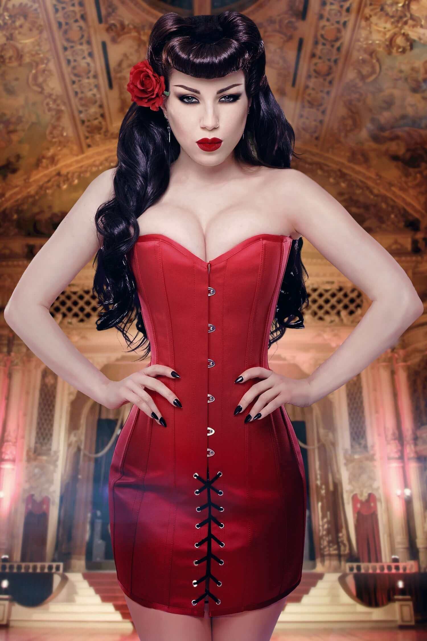 Kinnaird Ireland Rouge Duchess Satin Steel Boned Mini Corset Dress