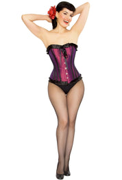 Playgirl Plum & Black Steel Boned Corset With Ribbon