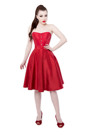 Red Tafetta Corset Dress With Long Corset