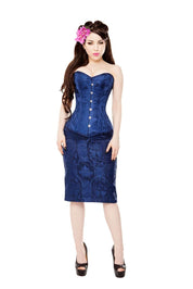Royal Blue Brocade Corset & Blue Skirt