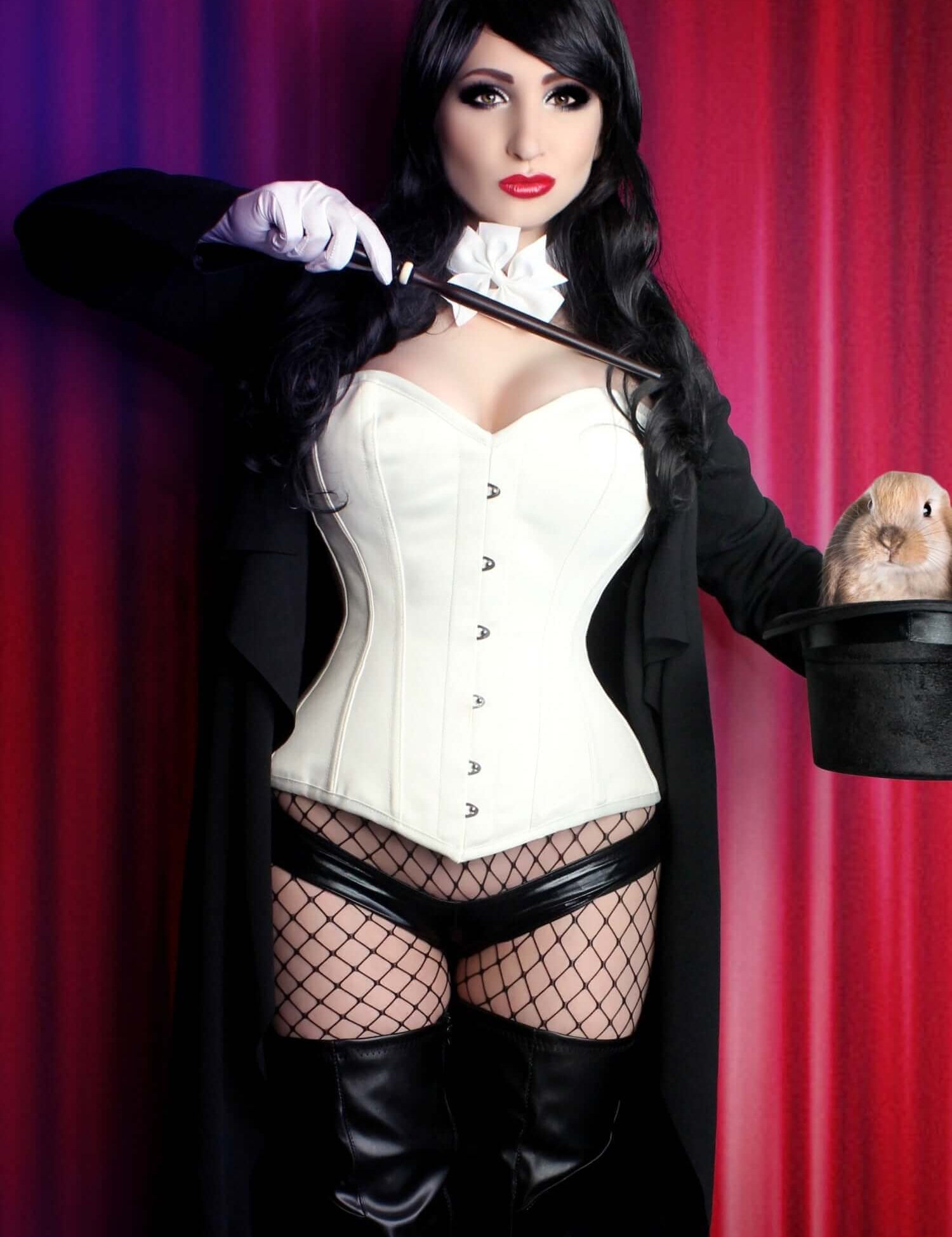Playgirl Nina Long Satin Overbust Ivory Steel Boned Corset