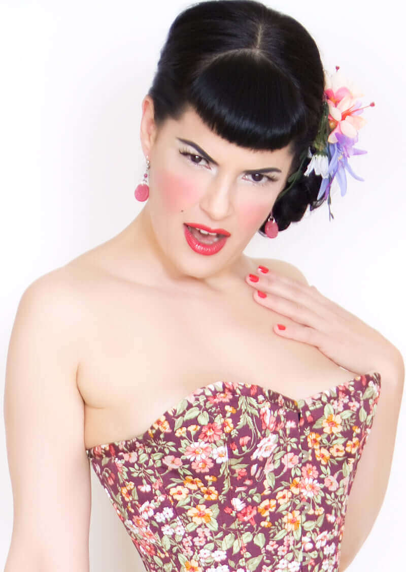 Playgirl Wine Floral Overbust Steel Boned Corset