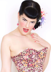 Playgirl Wine Floral Overbust Steel Boned Corset