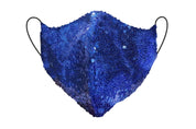 Blue Sequin Fitted Face Mask